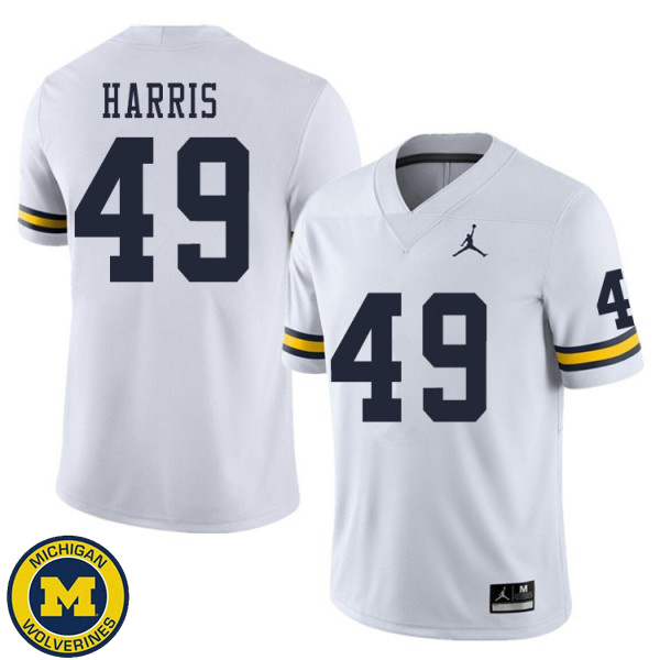 Men Michigan Wolverines #49 Keshaun Harris White NCAA Football Jersey